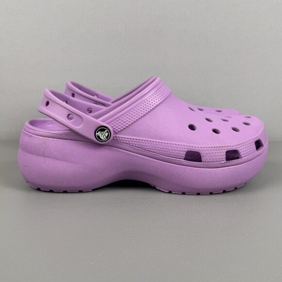 Crocs Classic Platform Clogs Shoes Iconic Comfort Slip On Women 11 Purple 206750 - Picture 1 of 10